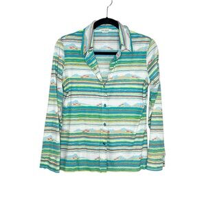 Vintage 60s/70s Alex Colman California prairie home scene striped collared shirt